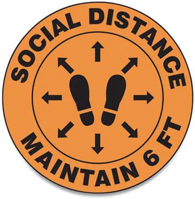 Alt view image 2 of 3 - Slip-Gard 12" Social Distance Floor Signs 25pk MFS384ESP