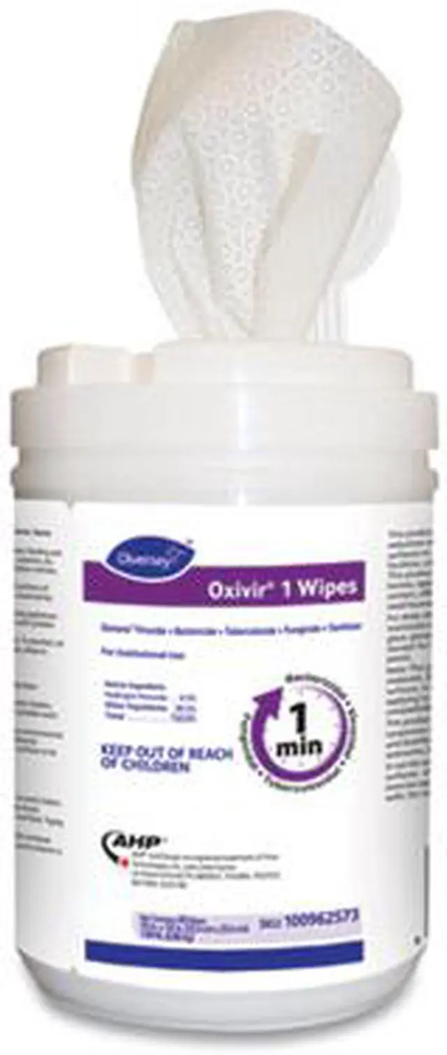 Alt view image 4 of 5 - Oxivir 1 Wipes, Characteristic Scent, 10" x 10", 60 Wipes, 12/Carton 100962573