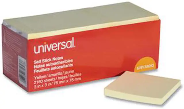 Alt view image 6 of 15 - Universal Self-Stick Note Pads, 3" X 3", Yellow, 90-Sheet, 24/Pack 35693