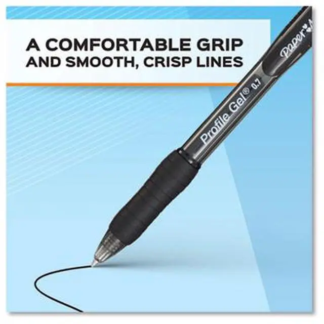Alt view image 4 of 12 - Paper Mate Retractable Gel Pen Medium 0.7 mm BLK Ink 2095473