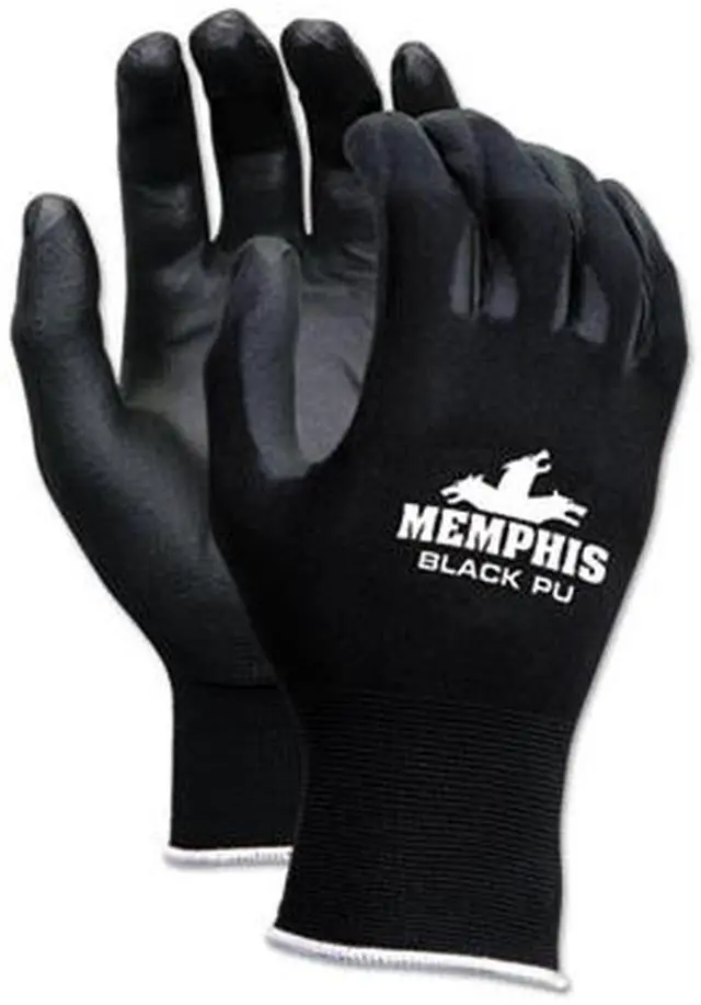Alt view image 2 of 4 - Economy PU Coated Work Gloves, Black, Small, 1 Dozen 9669S