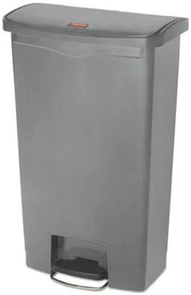 Alt view image 3 of 6 - Rubbermaid - FG1883604 - Slim Jim Resin Step-On Container, Front Step Style, 18 gal, Gray