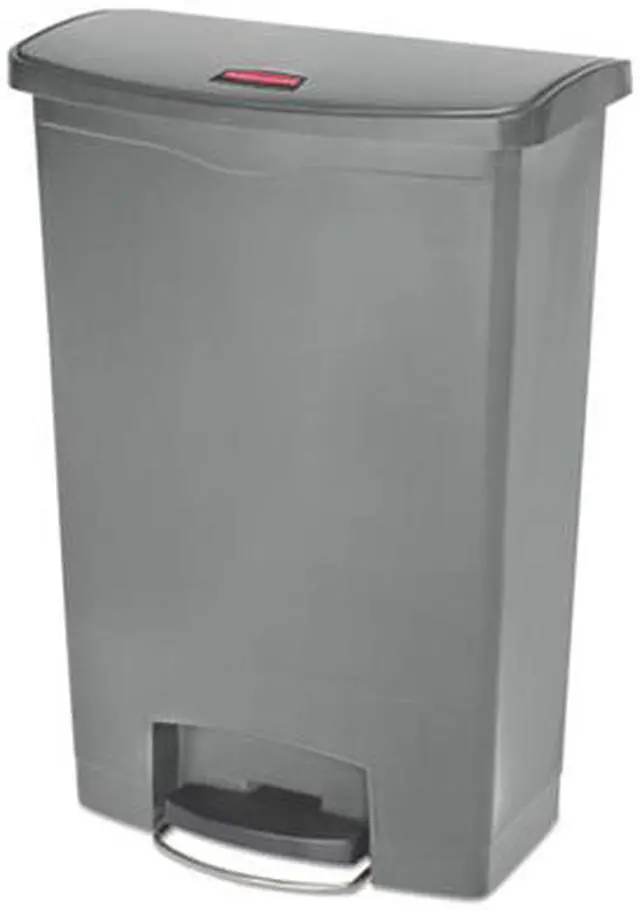 Alt view image 6 of 9 - Rubbermaid - FG1883606 - Slim Jim Resin Step-On Container, Front Step Style, 24 gal, Gray