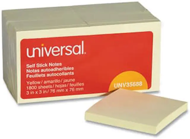 Alt view image 3 of 6 - Universal Self-Stick Note Pads 3 x 3 Yellow 100-Sheet 18/Pack UNV35688