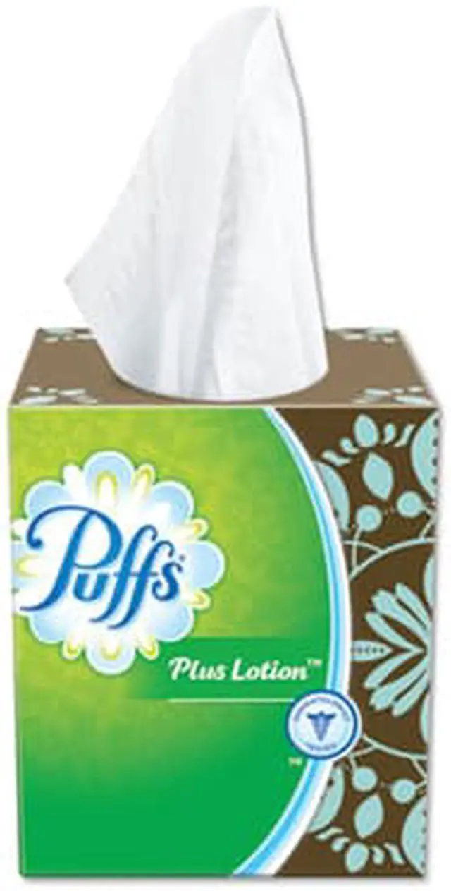 Alt view image 11 of 19 - Puffs Plus Lotion Facial Tissue White 1-Ply 8 1/5" x 8 2/5" 56/Box 24/Carton