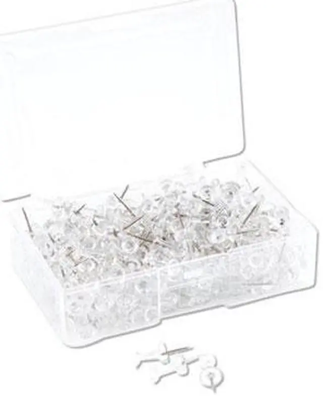 Alt view image 8 of 14 - U Brands Standard Push Pins Plastic Clear Silver Pin 7/16" 200/Pack 3088U06-24