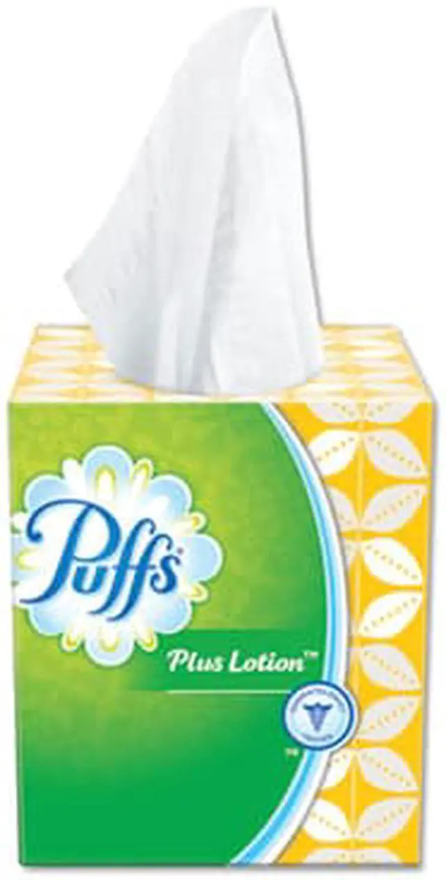 Alt view image 12 of 19 - Puffs Plus Lotion Facial Tissue White 1-Ply 8 1/5" x 8 2/5" 56/Box 24/Carton