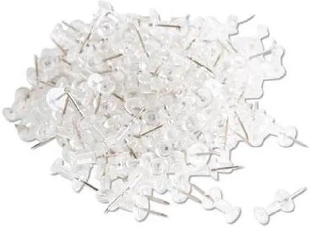 Alt view image 9 of 14 - U Brands Standard Push Pins Plastic Clear Silver Pin 7/16" 200/Pack 3088U06-24
