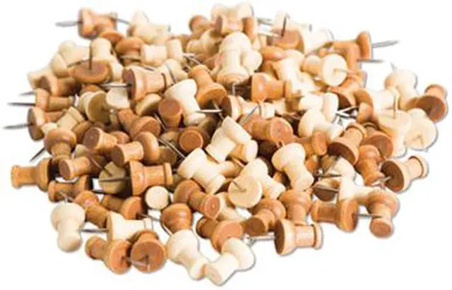 Alt view image 8 of 10 - U Brands Fashion Push Pins Wood Assorted 3/8" 100/Pack 3085U06-24