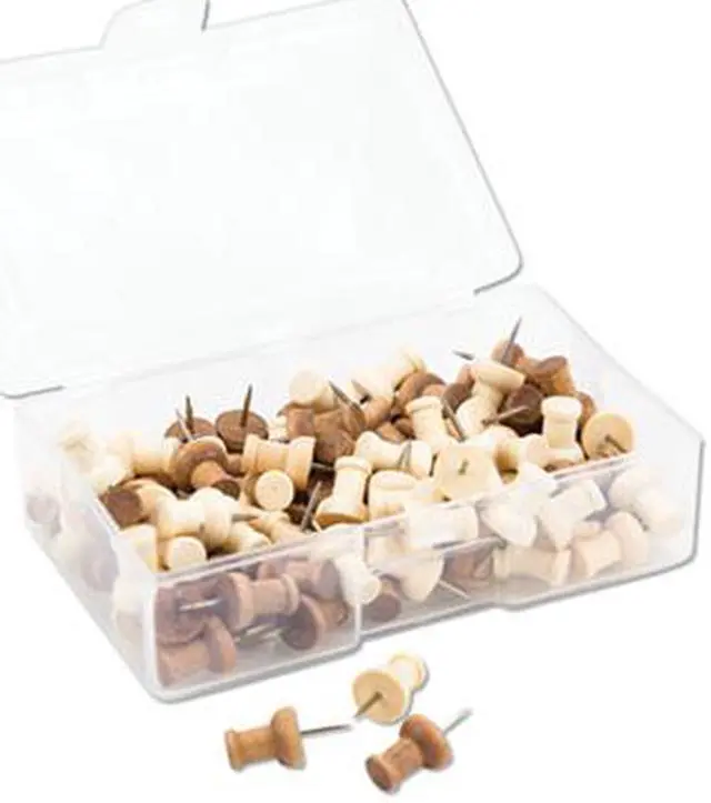 Alt view image 7 of 10 - U Brands Fashion Push Pins Wood Assorted 3/8" 100/Pack 3085U06-24