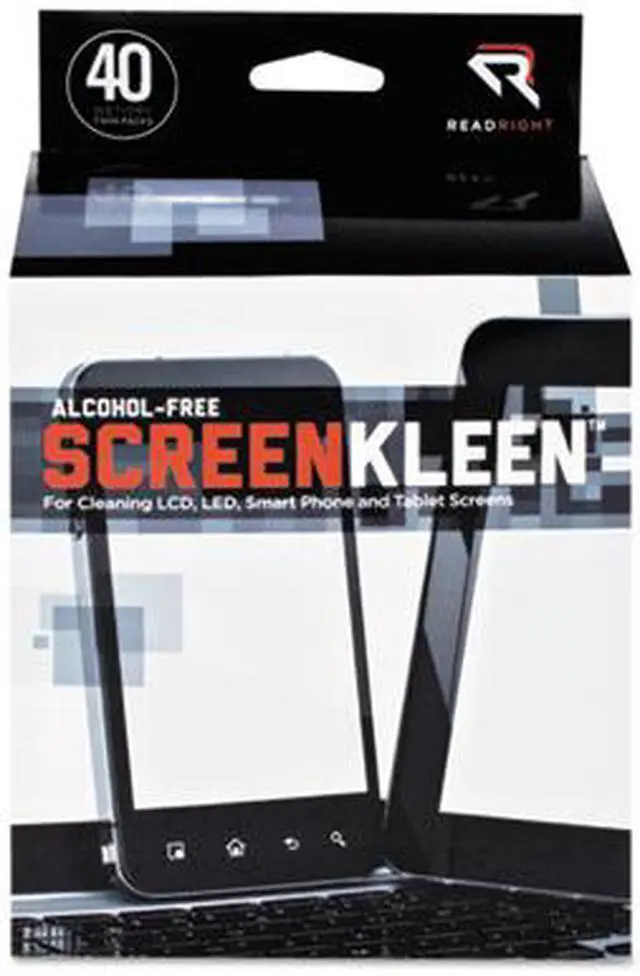 Alt view image 13 of 16 - Read Right Screenkleen Alcohol-Free Wet Wipes, Cloth, 5 X 5, 40/Box RR1391