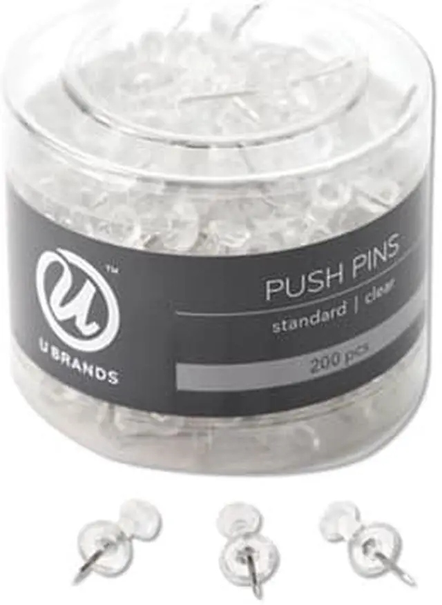 Alt view image 6 of 11 - U Brands Standard Push Pins Plastic Clear 7/16" 200/Pack 658U08-24