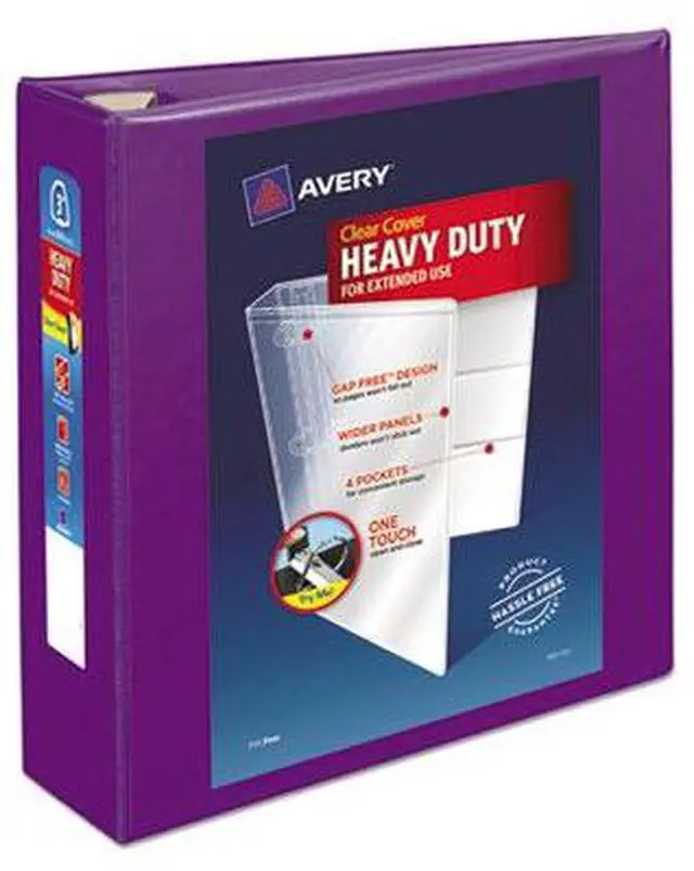 Alt view image 13 of 20 - Avery Heavy-Duty View Binder w/Locking EZD Rings 3" Cap Purple 79810