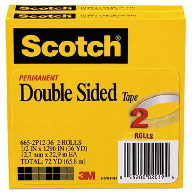 Alt view image 4 of 19 - Scotch 665 Double-Sided Tape 1/2" x 1296" 3" Core Transparent 2/Pack 6652P1236