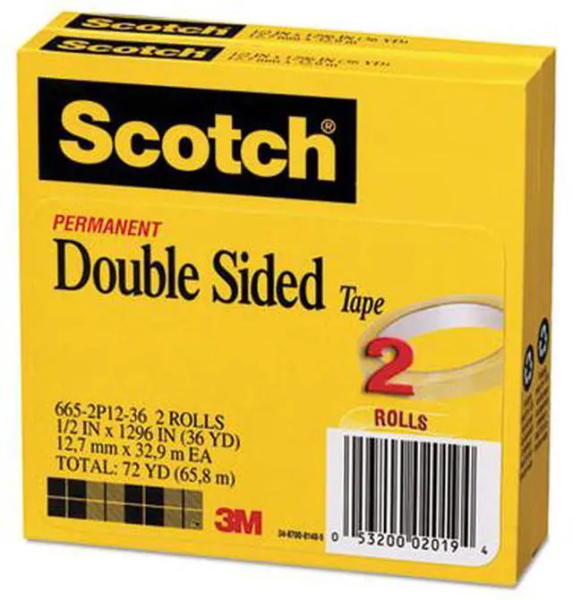 Alt view image 5 of 19 - Scotch 665 Double-Sided Tape 1/2" x 1296" 3" Core Transparent 2/Pack 6652P1236