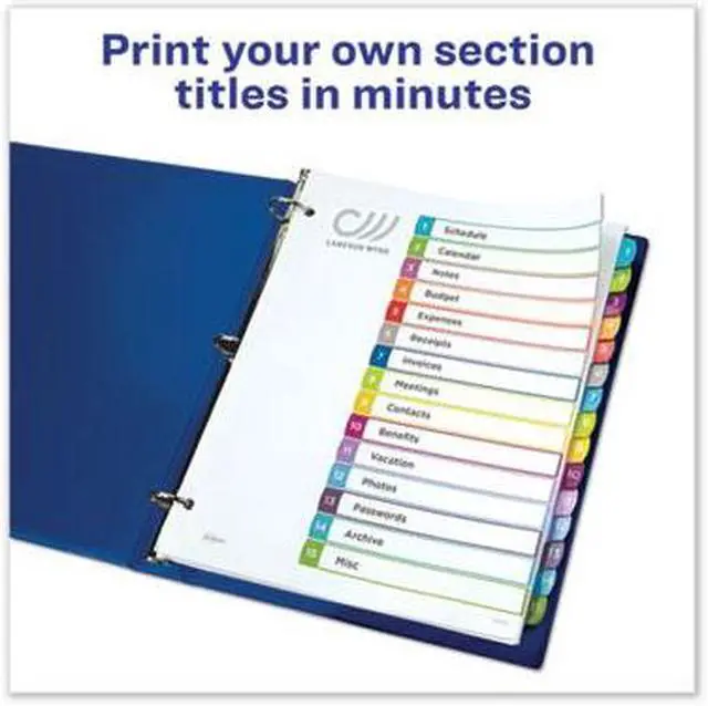 Alt view image 20 of 20 - Avery Ready Index Table of Contents Dividers Multicolor Tabs 1-15 Letter 11845