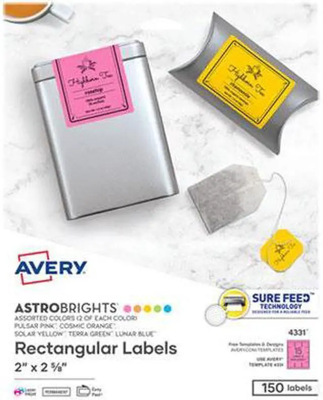 Alt view image 13 of 20 - Avery Label,2x2 5/8",150/Pk,Ast 4331