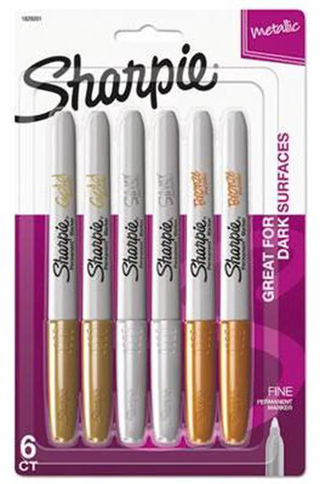 Alt view image 6 of 15 - Sharpie Metallic Permanent Markers Assorted 6/Pack 1829201