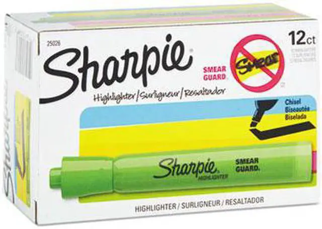 Alt view image 12 of 18 - Sharpie Accent Tank Style Highlighter Chisel Tip Fluorescent Green Dozen 25026