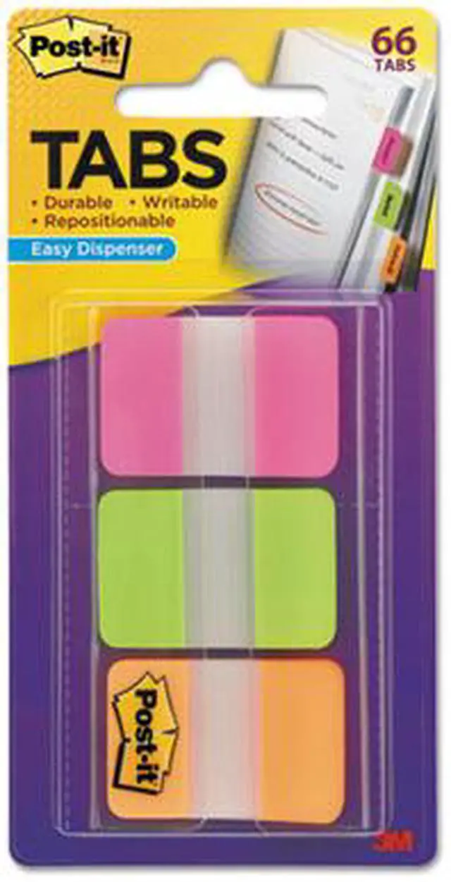 Alt view image 3 of 18 - Post-It Tabs 1" Tabs, 1/5-Cut Tabs, Assorted Brights, 1" Wide, 66/Pack 686PGO