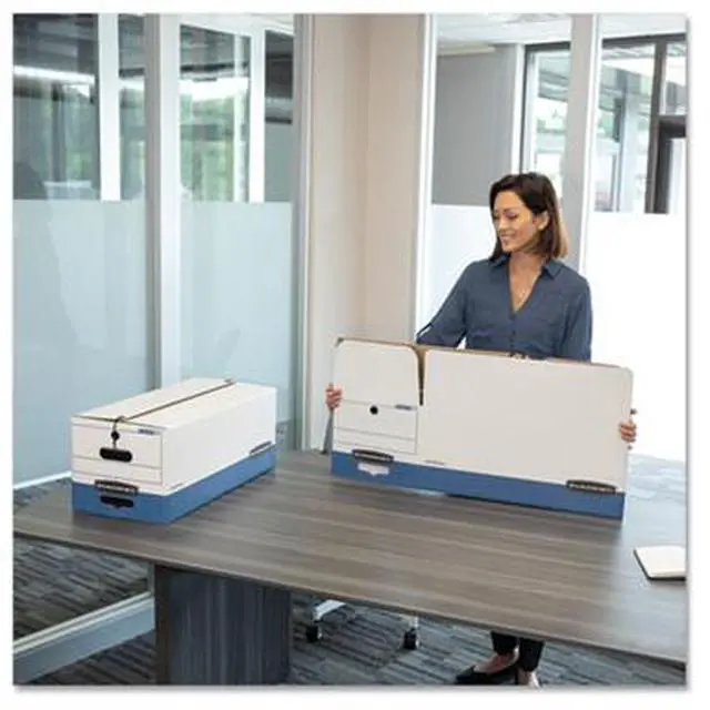 Alt view image 19 of 20 - Bankers Box STOR/FILE Extra Strength Storage Box Letter/Legal White/Blue 12/Carton 00025