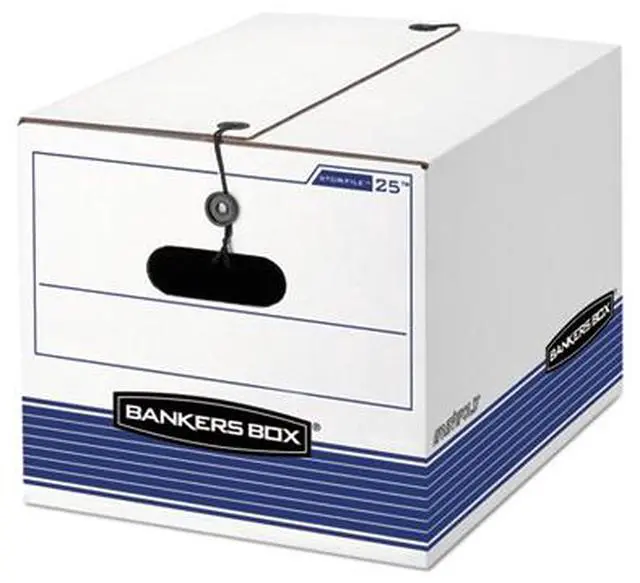Alt view image 17 of 20 - Bankers Box STOR/FILE Extra Strength Storage Box Letter/Legal White/Blue 12/Carton 00025