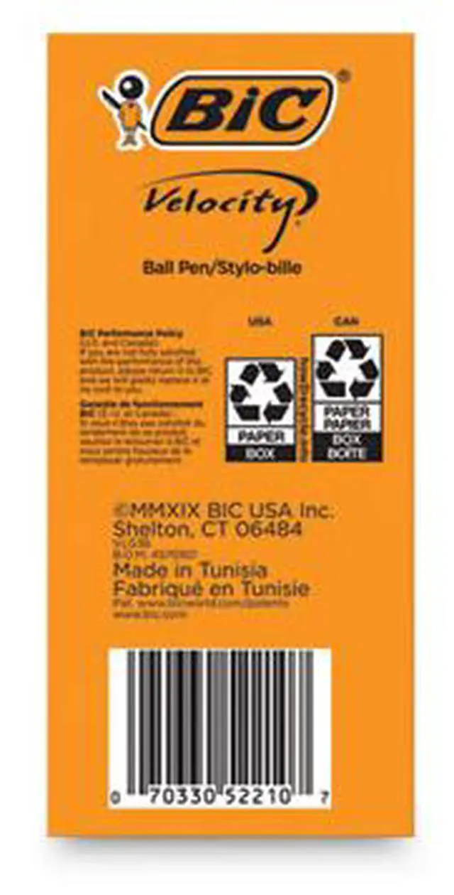 Alt view image 7 of 17 - BIC Velocity Retractable Ball Pen Black Ink 1 mm 36/Pack VLG361BK