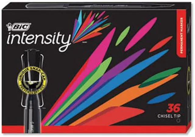 Alt view image 4 of 12 - BIC Intensity Chisel Tip Permanent Marker Broad Black 36/Pack GPMM36BK