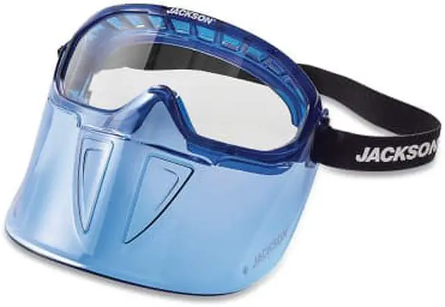 Alt view image 3 of 4 - Gpl500 Series Premium Goggle with Detachable Face Shield, Blue Frame, Af, Clear