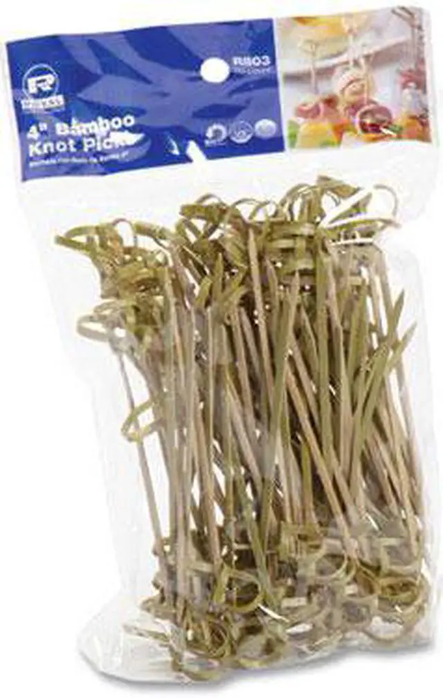 Alt view image 4 of 7 - Amercareroyal Knotted Bamboo Pick, Olive Green, 4", 1000/Carton R803