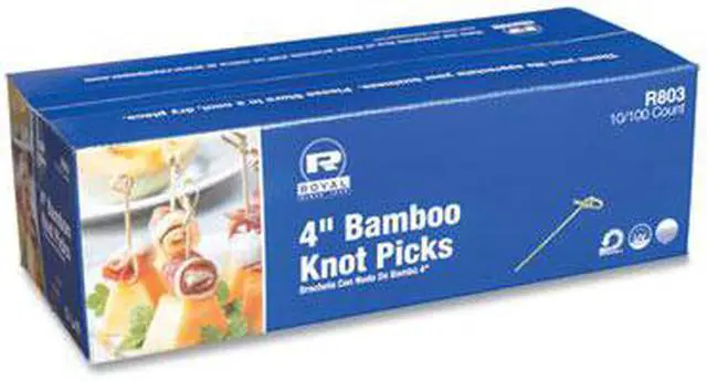 Alt view image 6 of 7 - Amercareroyal Knotted Bamboo Pick, Olive Green, 4", 1000/Carton R803