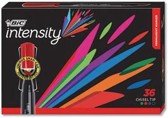 Alt view image 5 of 7 - BIC GPMM36AST Intensity Chisel Tip Permanent Marker, Broad, Assorted Colors, 36/Pack