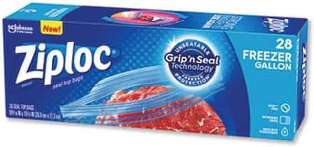 Alt view image 5 of 6 - Ziploc Zipper Freezer Bags, 1 Gal, 2.7 Mil, 9.6" X 12.1", Clear, 28/Box 314445BX