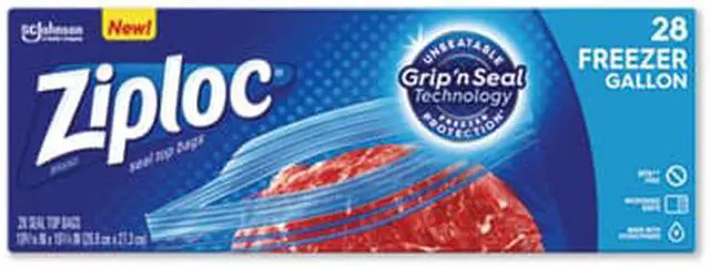 Alt view image 2 of 6 - Ziploc Zipper Freezer Bags, 1 Gal, 2.7 Mil, 9.6" X 12.1", Clear, 28/Box 314445BX