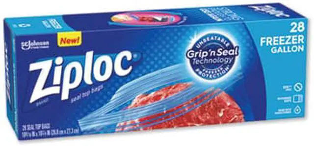 Alt view image 4 of 6 - Ziploc Zipper Freezer Bags, 1 Gal, 2.7 Mil, 9.6" X 12.1", Clear, 28/Box 314445BX