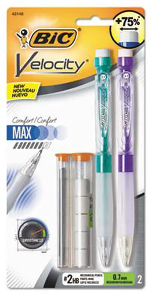 Alt view image 8 of 15 - BIC MPMX7P21-BK Velocity Max Pencil, 0.7 mm, Assorted, 2/Pack