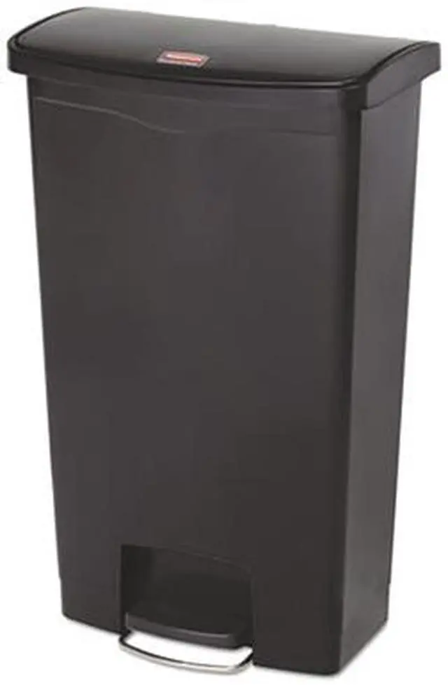 Alt view image 7 of 9 - Rubbermaid - FG1883613 - Slim Jim Resin Step-On Container, Front Step Style, 18 gal, Black