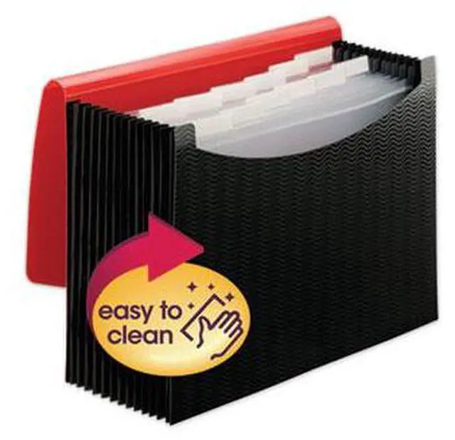 Alt view image 10 of 16 - Smead Poly Frequency Expanding File 12 Pockets Black/Red Flap 70866
