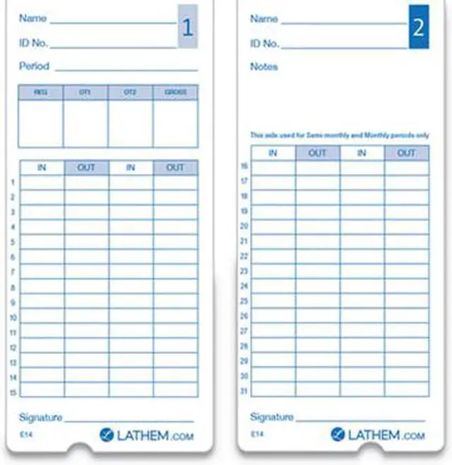 Alt view image 7 of 11 - Lathem Time Time Clock Cards for Lathem Time 400E Two Sides 3 x 7 100/Pack E14100