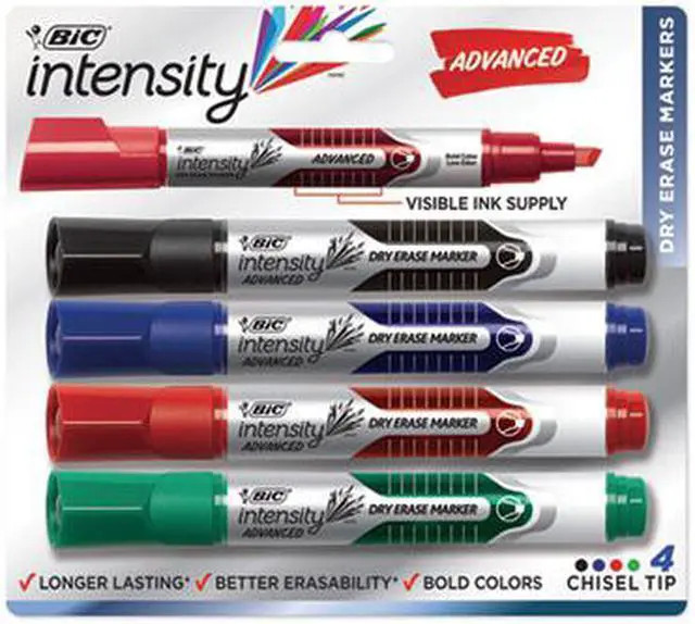 Alt view image 8 of 14 - BIC Low Odor & Bold Writing Dry Erase Marker Chisel Tip 4/Pack GELITP41AST