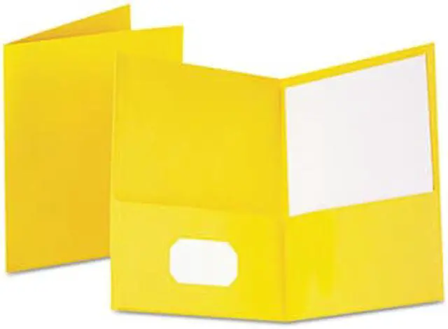 Alt view image 4 of 5 - Oxford Twin-Pocket Folder Embossed Leather Grain Paper Yellow 25/Box 57509