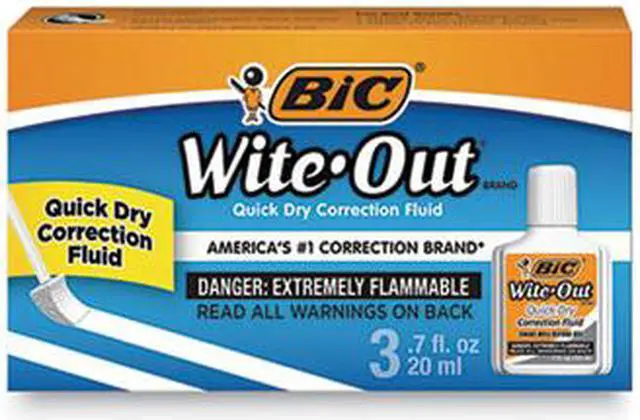 Alt view image 14 of 20 - Bic Wite-Out Quick Dry Correction Fluid 20 ml Bottle White 3/Pack WOFQD324