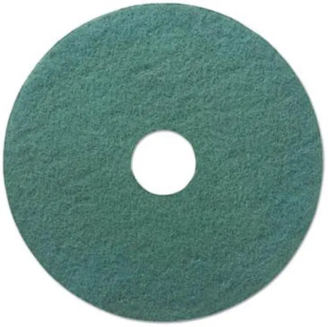 Alt view image 6 of 9 - Standard 18-Inch Diameter Heavy-Duty Scrubbing Floor Pads, Green, 5/Carton BWK4018GRE