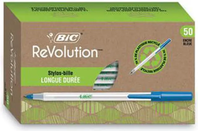 Alt view image 9 of 20 - BIC Ecolutions Round Stic Ballpoint Pen Blue Ink 1mm Medium 50/Pack GSME509BE