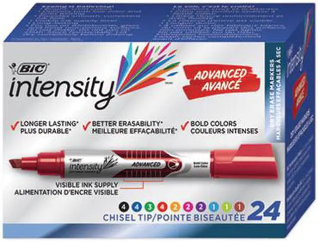 Alt view image 4 of 13 - BIC GELITP241-AST Low Odor And Bold Writing Dry Erase Marker, Chisel Tip, Assorted, 24/Pack