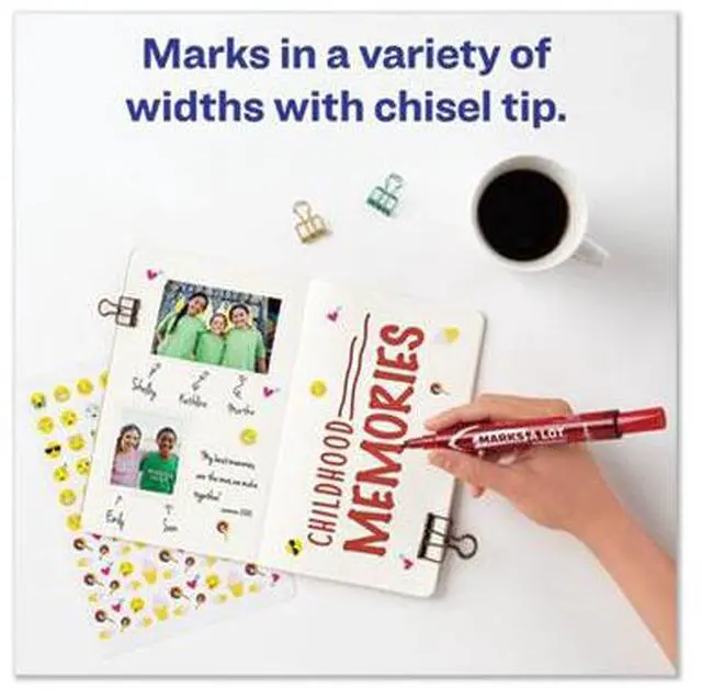 Alt view image 9 of 17 - Avery Marks-A-Lot Large Desk-Style Permanent Marker Chisel Tip Red Dozen 08887