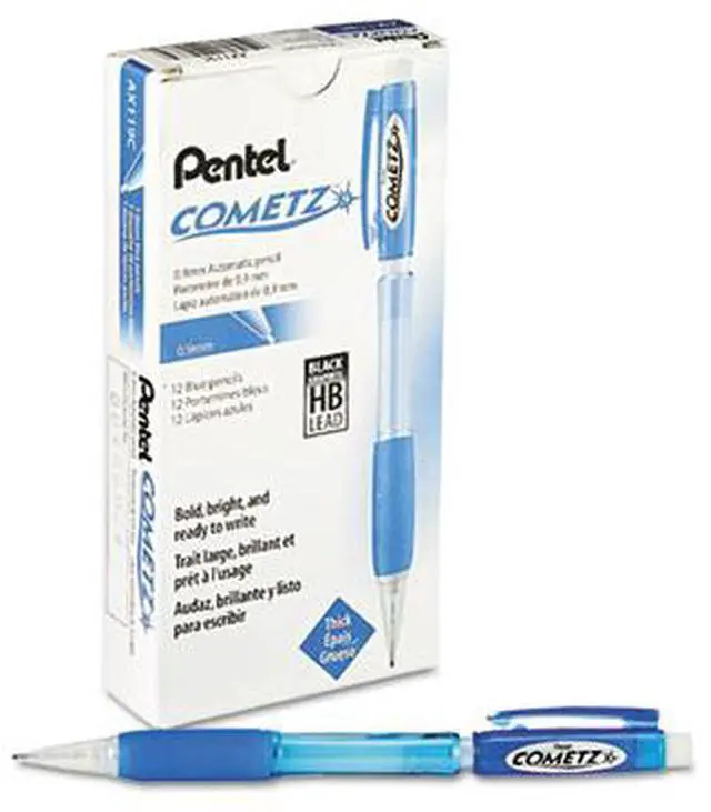 Alt view image 14 of 20 - Pentel Cometz Mechanical Pencil HB #2 .9mm Blue Dozen AX119C