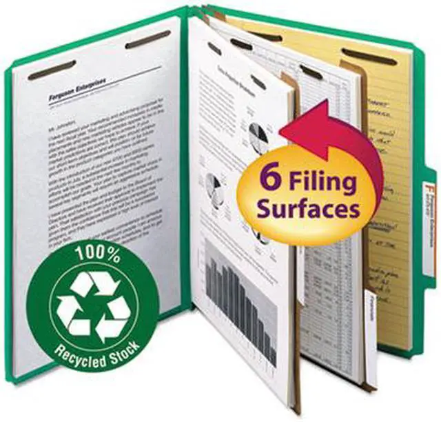 Alt view image 8 of 18 - Smead Pressboard Classification Folder 2" Exp. Two Dividers Letter Green 10/Box 14063