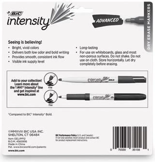 Alt view image 8 of 19 - BIC GELIPP121-AST Low Odor And Bold Writing Pen Style Dry Erase Marker, Bullet Tip, Assorted, 12