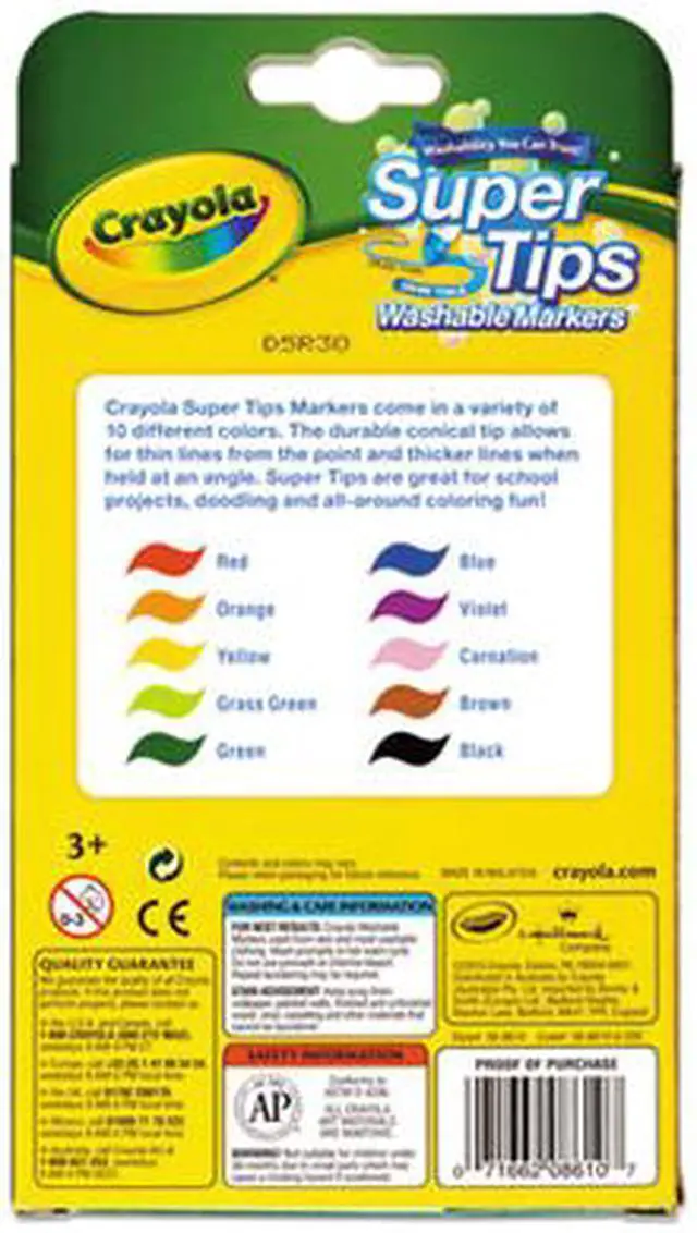 Alt view image 8 of 13 - Crayola Washable SuperTips Markers Assorted 10/Pack 588610